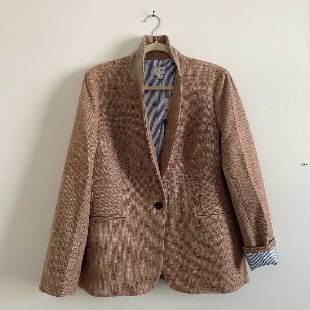 J. CREW FACTORY Herringbone wool-blend Holland blazer